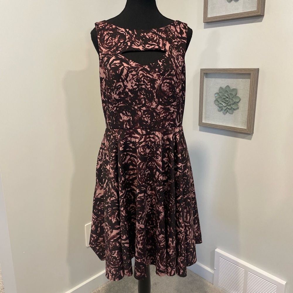 RW&CO. Black and Pink Floral Fit-and-Flare Dress